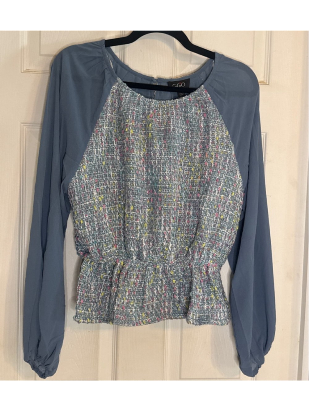 Women's GiGiO Blue Multicolor Tweed Blouse M